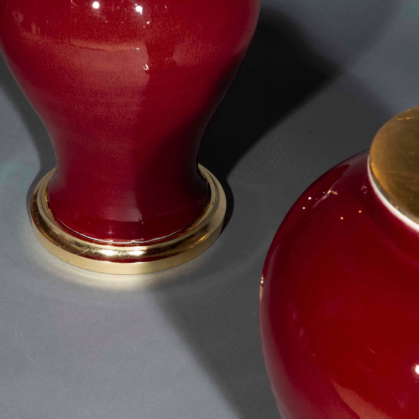 Pair of Large Chinese Jar Lamps in Sang de Boeuf Glaze