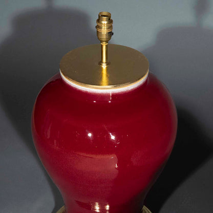 Pair of Large Chinese Jar Lamps in Sang de Boeuf Glaze