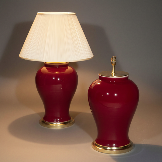 Pair of Large Chinese Jar Lamps in Sang de Boeuf Glaze