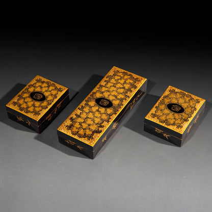 19th Century Chinoiserie Lacquer Boxes Monogrammed DF