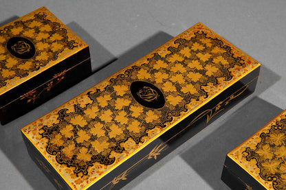19th Century Chinoiserie Lacquer Boxes Monogrammed DF